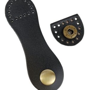 Fermeture avec bouton pression noir pour accessoires et sacs.