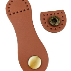 Fermeture avec bouton pression marron simili cuir couture