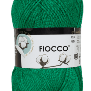 Pelote de coton Fiocco vert foret en gros plan détaillé