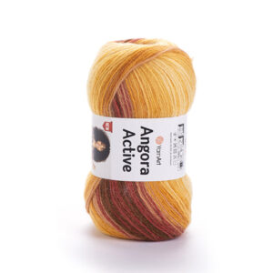 Laine Angora Active jaune orange mise en avant dans l’image