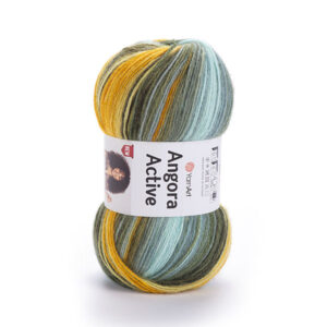 Pelote Angora Active vert jaune bien visible au premier plan