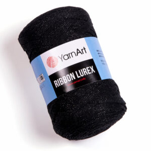 Détail ruban coton lurex pelote Ribbon Lurex noir brillant