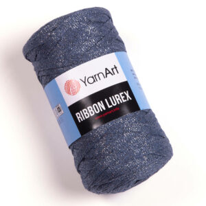 Ribbon Lurex bleu argent pelote scintillante au centre photo
