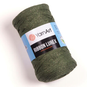 Pelote Ribbon Lurex kaki doré pailletée positionnée au premier plan