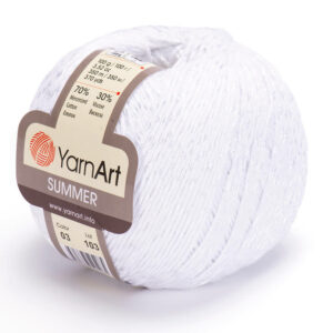 Pelote de laine Summer blanc entière vue de face
