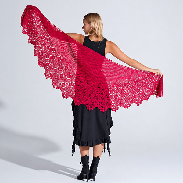 grand châle tricot rouge angora star