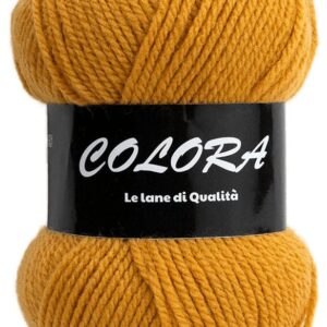 Zoom fil Colora moutarde idéal pour ouvrage bébé confort