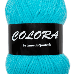 Vue rapprochée pelote Colora acrylique turquoise chaude lisse