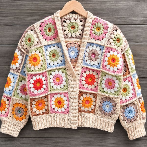 veste en crochet fait avec le fil microsoft