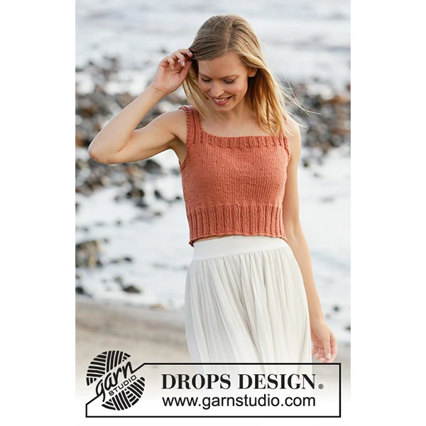 femme portant top fait au tricot avec le fil paris drops