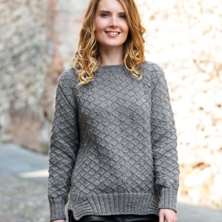pull fait en tricot avec crilly