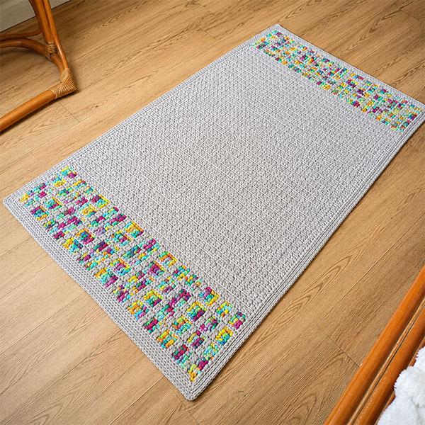 tapis au crochet fait en ribbon yarnart
