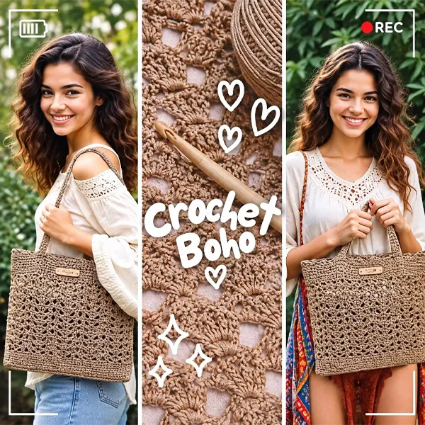 Sac milana réalisé au crochet avec le fil slim thaï
