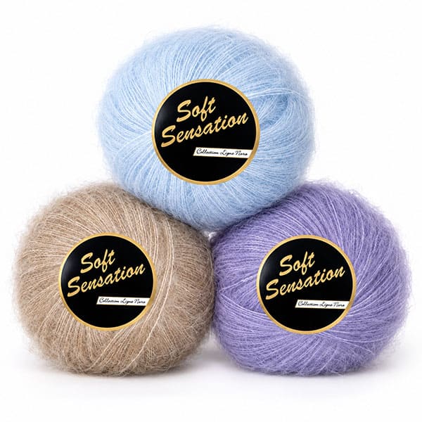 trois pelotes de soft sensation lammy yarn