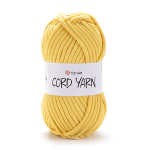 Fil Cord Yarn jaune positionné en avant sur fond