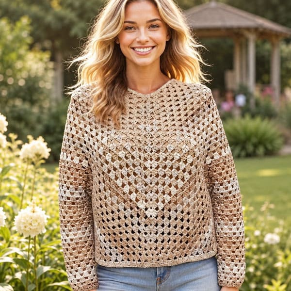 pull crochet couleur taupe meg