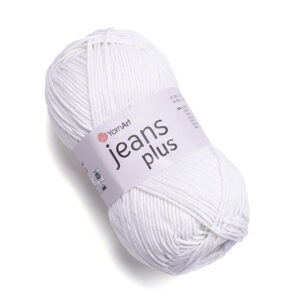 Pelote Jeans Plus blanc en coton doux au premier plan