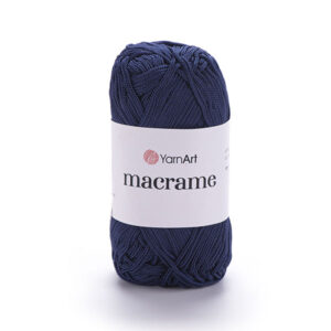 Fil macrame marine enroulé, pelote visible au centre