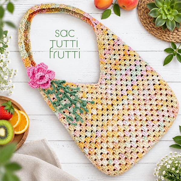 sac fait en crochet fiocco multicolor