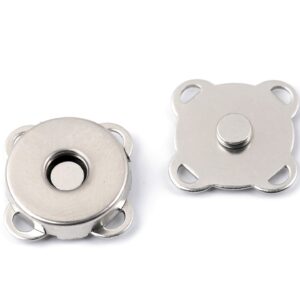 Bouton fermoir à coudre magnétique métal 18mm élégant couture couleur argent