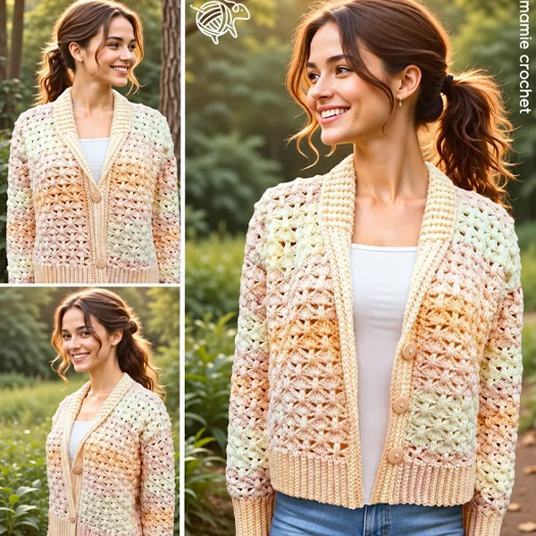 veste réalisé avec le fil fluffy au crochet