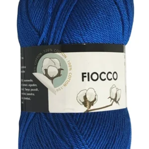 Pelote de coton Fiocco bleu cobalt en vue rapprochée