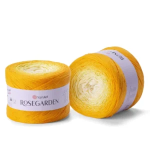 Rosegarden jaune pelotes coton dégradé YarnArt crochet tricot