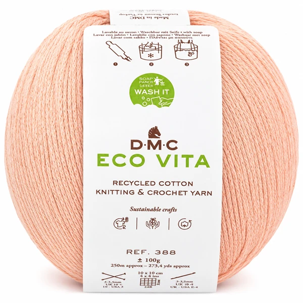 DMC Eco Vita - Coton Recyclé pelote fil crochet tricot sable rose