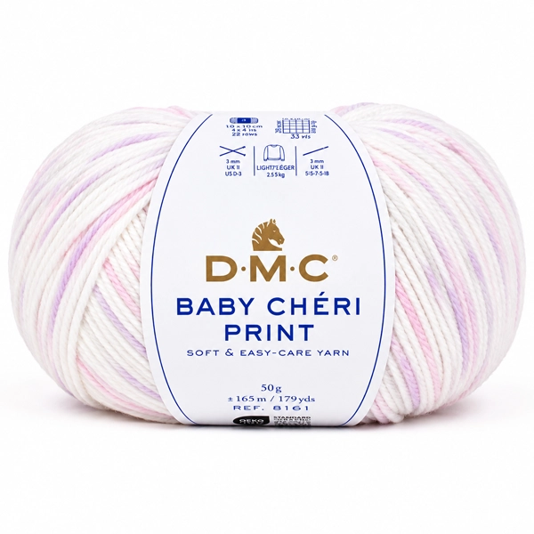 DMC Baby Chéri Print pelote fil imprimé douceur bébé confortable rose violet
