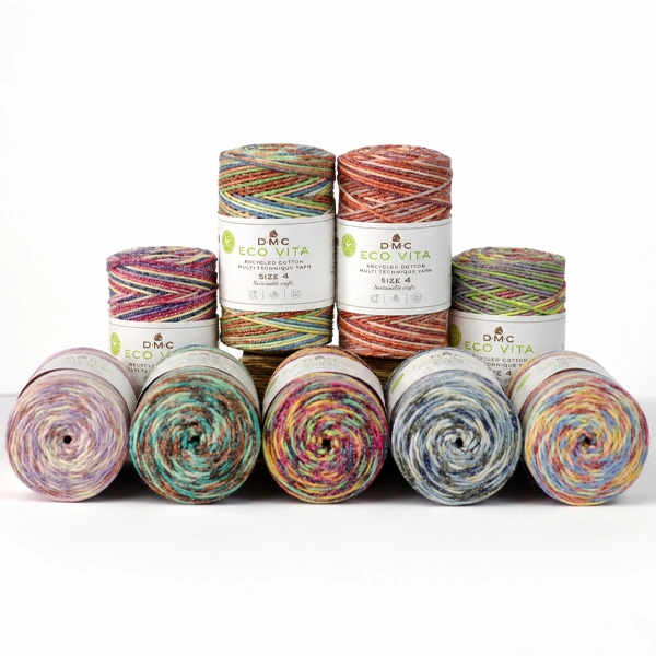 plusieurs pelotes de dmc eco vita 4 multicolore coton recyclé
