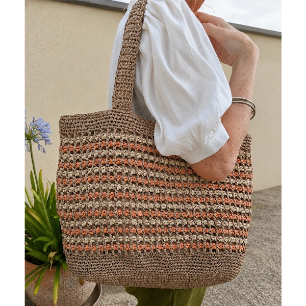 Kit Sac Bali matériel complet sac crochet raphia DMC naturel